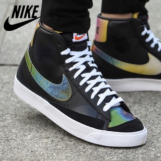 Nike6912 BLAZER mediados 77 colorido láser arco iris gradiente de alta parte superior zapatillas de deporte fresco Skateboarding zapatos de moda todo-partido par zapatos Super Durable hombres y mujeres zapatos