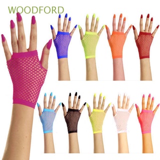 woodford mujeres señora guantes de malla goth disfraz accesorios red de pesca guantes fiesta elástico fishnet y danza sin dedos discoteca desgaste/multicolor