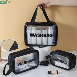 Emilee bolsa de cosméticos de alta capacidad portátil mate bolsa de almacenamiento para viajes a prueba de agua translúcido de las mujeres bolsa de lavado/Multicolor