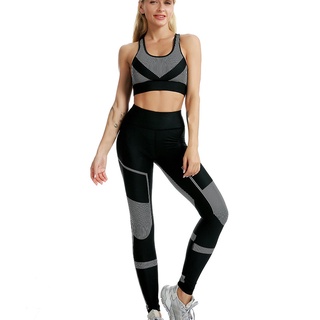 *dmgo*=mujer patchwork impresión cintura alta estiramiento strethcy fitness leggings yoga pantalón conjunto