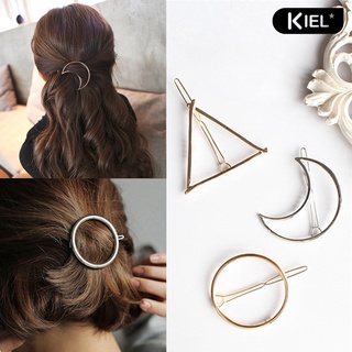 New🎀Fashion Alloy Hollow Moon Circle Triangle Bangs Hairpin Barrette