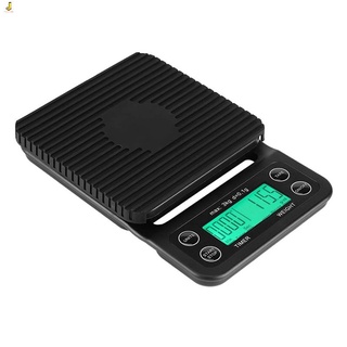 [venta caliente] 3 kg/0.1g portátil electrónico lcd digital cocina balanza de alimentos goteo café pesaje con temporizador para cocina, negro
