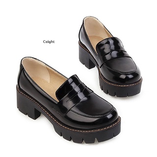 [Ceight] Lolita Mary Janes zapatos gruesos deslizamiento en los pies redondos zapatos de vestir mediados del talón Oxf