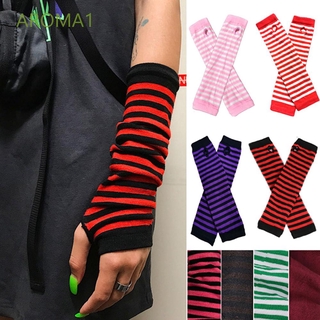 AROMA1 rocío dedo de las mujeres brazo de muñeca caliente invierno de punto manga a rayas guante calentadores de brazo/Multicolor