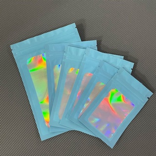 myraes bolsas de plástico a prueba de olores de papel de aluminio bolsa de sellado bolsas de embalaje resellable colorido para almacenamiento de alimentos joyería embalaje holográfico transparente bolsa de papel/multicolor (8)