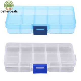 10 Compartimentos De Plástico Transparente Para Joyas , Caja Organizadora De Almacenamiento (1)