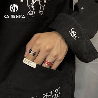 CARMEN Carmen, anillo de letra de diseño original, anillo de cola de dedo índice de acero de titanio para hombre, anillo único de tendencia hip hop