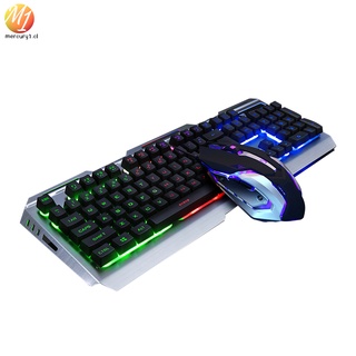 V1 USB Wired Ergonomic Unique Backlit Mechanical Touch Gaming Keyboard Mouse Set Professional Keyboard Mice Combo with Rainbow Lighting Effect for Laptop Desktop PC