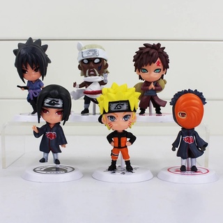 Ivanes 6 unids/lote figuras de acción PVC juguetes Kakashi Naruto Gaara 7cm Obito Itachi modelo Figurine Comics Sakura (6)