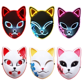 anime demon slayer fox máscaras tanjirou sabito halloween luz led fiesta cosplay props (1)