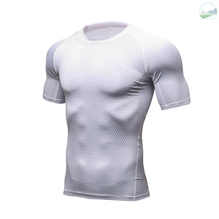 hombres deportes t-shirt impresión 3d o cuello manga corta de secado rápido strechy bodycon running entrenamiento ropa deportiva