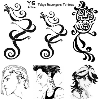 Vanes tatuajes temporales de larga duración seguros Halloween accesorios tatuaje pegatinas venganzas impermeable Anime Cosplay brazo cuello cuerpo arte Manjiroken Ryuguji falso tatuaje (9)