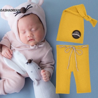 Gashadream de punto de tela de los niños pequeños pantalones de bebé pantalones de fotografía ropa con sombrero Cosplay accesorios de bebé