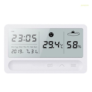 Pure* termómetro de pantalla táctil Digital higrómetro C/F reloj calendario estación meteorológica interior recargable