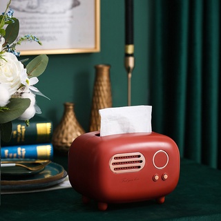 retro radio modelo caja de pañuelos de escritorio titular de papel vintage dispensador de almacenamiento servilleta caso organizador adorno artesanía