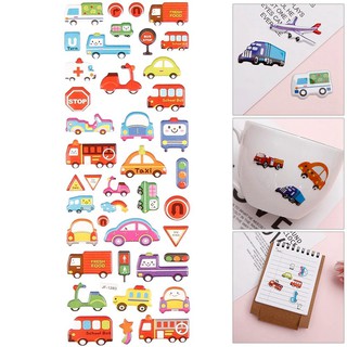 1pcs/lote mixto de dibujos animados burbujas pegatinas de transporte coches niños niños cuaderno pegatina de dibujos animados etiqueta decoración