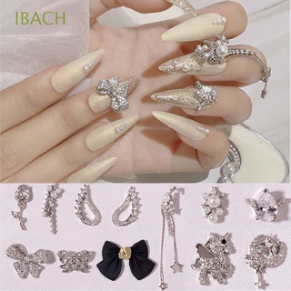 IBACH DIY 3D Nail Zircon Silver Nail Art Decorations Nail Rhinestones Wing Flower Luxury Bow Knot Manicure Tools Shiny Nail Jewelry