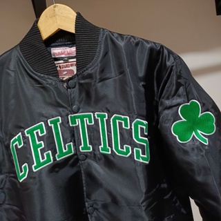 Varsity Bomber chaqueta Mitchell & Ness Celtics negro Premium calidad bordado Logo (2)