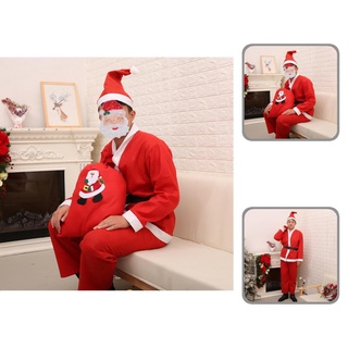 burbuerry Adult Santa Claus Costume Suit Cute Coat Elastic Waist Pants Beard Belt Hat Comfy Father Fancy Clothes