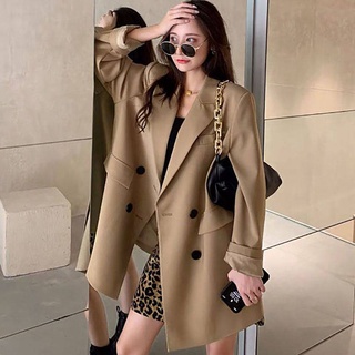 Khaki Suit Jacket For Women 2021Spring And Autumn New Korean Style Loose Design Casual Elegant Business Suit Top