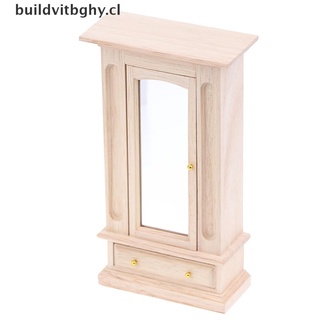 yang 1:12 casa de muñecas armario de madera miniatura con espejo gabinete muebles accesorios.