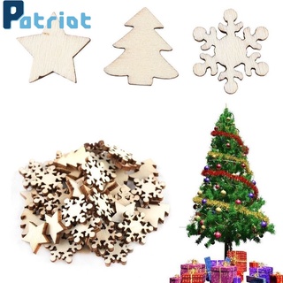 50 piezas colgantes de árbol de navidad adornos/parche de navidad botones de madera para decoraciones de fiesta de navidad