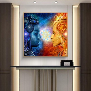 Framelesscanvas pintura abstracta amante beso lienzo lienzo pintura pósters y impresiones Tantra Shiva y Shakti lienzos en la pared lienzo pintura cuadros decoración del hogar