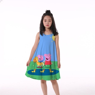 Peppa Pig dibujos animados niños niña moda vestido patrón impresión