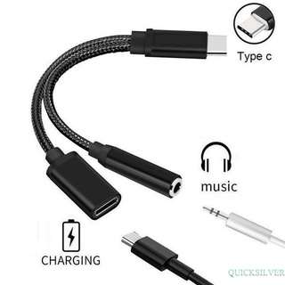 Cable De Carga De Audio USB-C Tipo A 3.5 Mm Aux Adaptador Divisor De Auriculares Jack QUICKSILVER