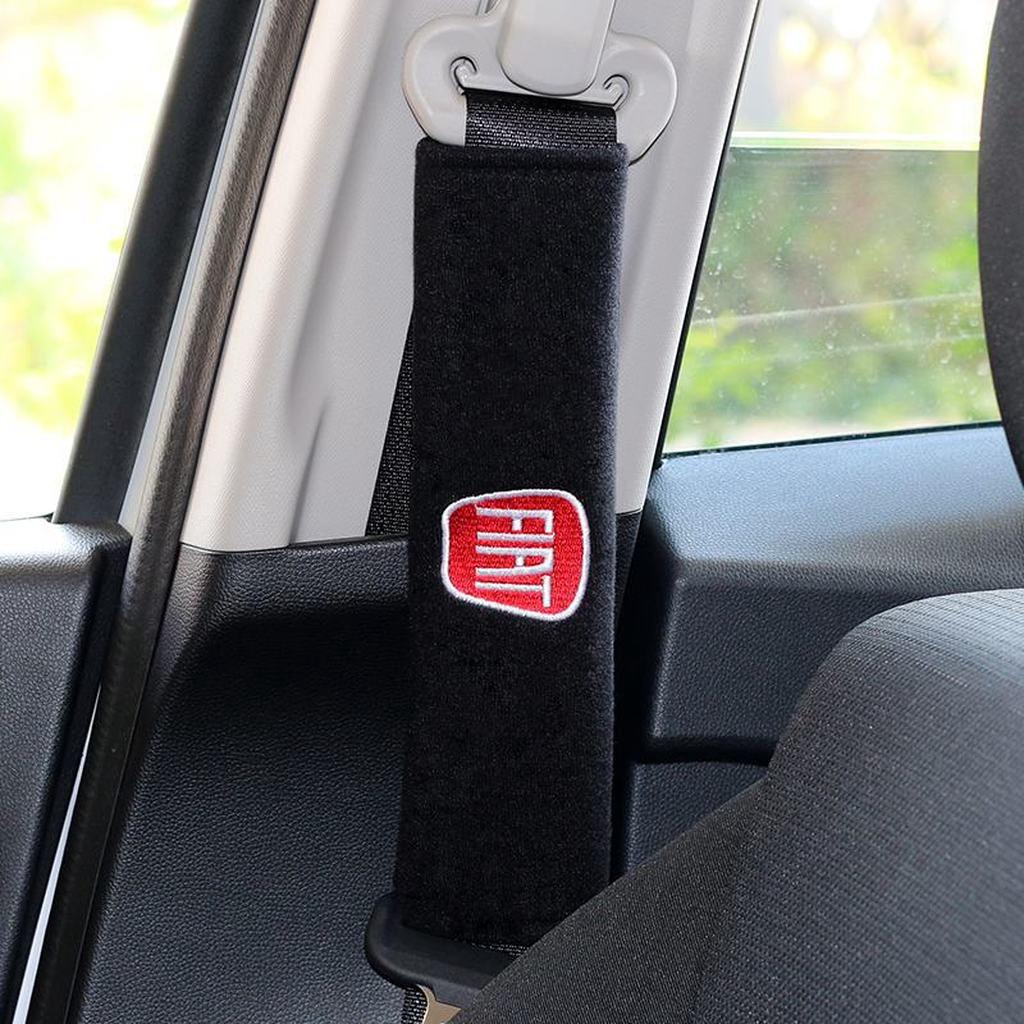 2Pcs Fiat emblema de coche de algodón asientos cinturones almohadilla de hombro coche seguridad cinturón cubierta