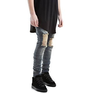 moda para hombre diseñado recto slim fit biker jeans pantalones vaqueros pantalones (1)