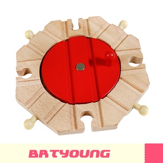 Brtyoung Pista De tren De madera compatible con rieles/juguete De construcción
