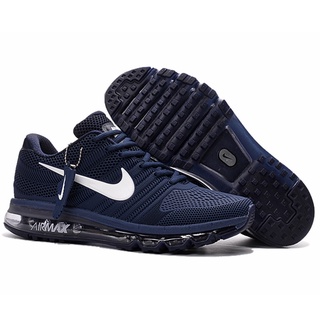 Originais Nike Air Max 2017 Men 's and Women's Running Sapatos Calçados Esportivos Tênis Tamanho Grande --- Dark blue wh (6)