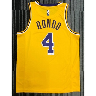 [versión Caliente prensada] 4 estilos NBA Jersey Los Angeles Lakers No. 4 RONDO retro amarillo baloncesto jersey