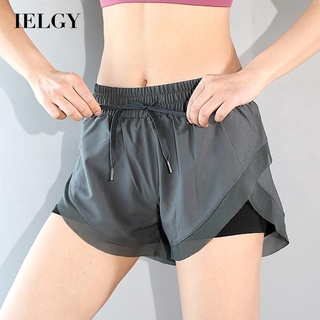 Ielgy moda pantalones cortos deportivos de las mujeres suelta y de secado rápido desgaste exterior correr Fitness falda pantalones Anti-ligero de cintura alta Yoga pantalones cortos