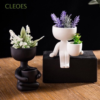Cleoes Mini maceta de cumpleaños arreglo de decoración del hogar carnoso lindo creativo humanoide jarrón retrato manualidades