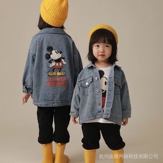 Niñas chaqueta de mezclilla Mickey impresión primavera salvaje chaqueta de manga larga niñas Casual (1)