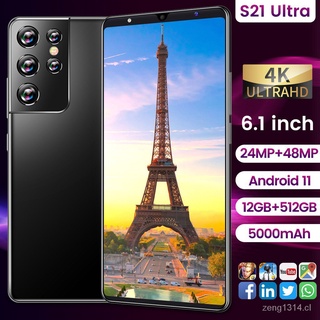 S21 Ultra Smart Phone 6.1 Pulgadas 12GB RAM + 512GB ROM Dual SIM Huella Dactilar Teléfono Celular Desbloqueo Facial (Memoria Opcional)
