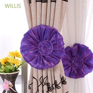Willis 2 piezas práctica rosa flor gasa cortina cortina Tieback Panel titular Clip moda decoración del hogar/Multicolor