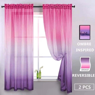 Ombre cortinas para niñas dormitorio 1 Panel pura lila púrpura turquesa Aqua azul verde Teal cortinas cortas sirena para baño decoración cocina habitación pequeñas ventanas (1)