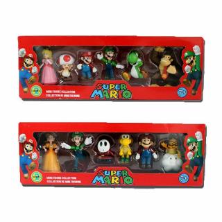 6 piezas Super Mario Bros figura de acción juguetes muñecas regalo hongo Yoshi Kid Luig (3)