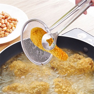 #MST Stainless Steel Kitchen Colander Filter Spoon Oil Drain Food Clip