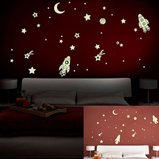 Libaitian-*-*-diy - pegatina luminosa de pared de PVC que brilla en la oscuridad estrellas del planeta Rocket niños