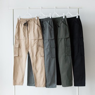 Pantalones casuales rectos sueltos pantalones de los hombres multi-bolsillo recortado casual pantalones