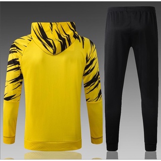 2021 2022 dortmund amarillo negro con capucha chaqueta conjunto chaqueta de fútbol +pantalones (8)