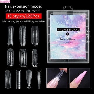 MAX 120 Pcs Gel Manicure Tools False Nail Tips Art Quick Gel Building Fake Nails Extension System Transparent Mold Form UV Builder Acrylic Pointy