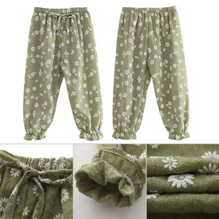 Pantalones De algodón y lino estampado De flores Para niñas