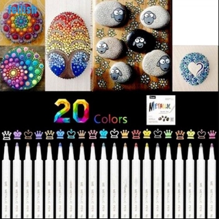[fellish] rotuladores de acrílico Premium de 20 colores/bolígrafos de pintura/bolígrafos para escribir en piedras de vidrio jue