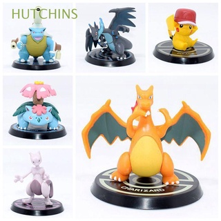 hutchins pvc figura de acción coleccionable modelo juguetes pokemon figura 6 unids/set mewtwo charizard venusaur squirtle charizard x pikachu