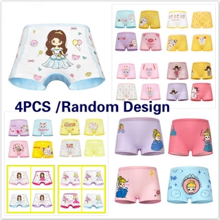 �Ptu�❤ 4 piezas /Set bebé niña calzoncillos ropa interior de algodón suave bragas para 3-12Y niños de dibujos animados bragas